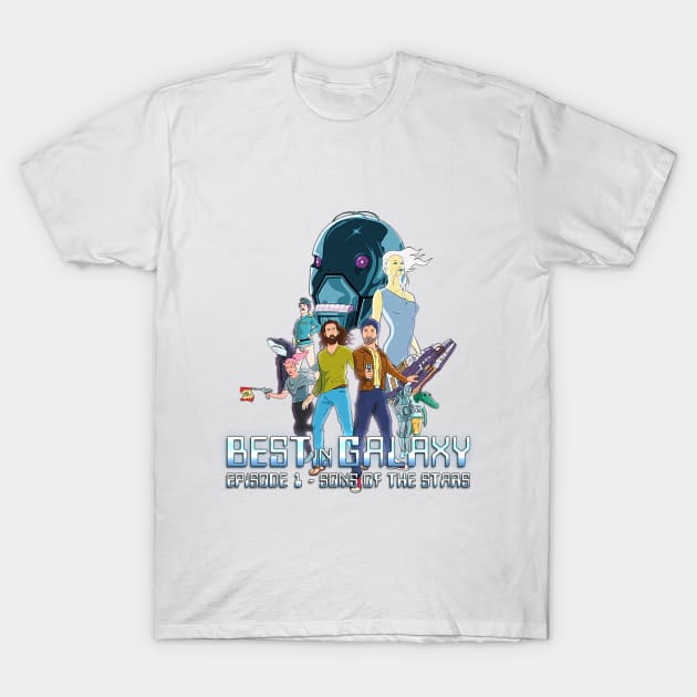 Best in Galaxy Book Cover - Characters and Logo T-Shirt by BestInGalaxy